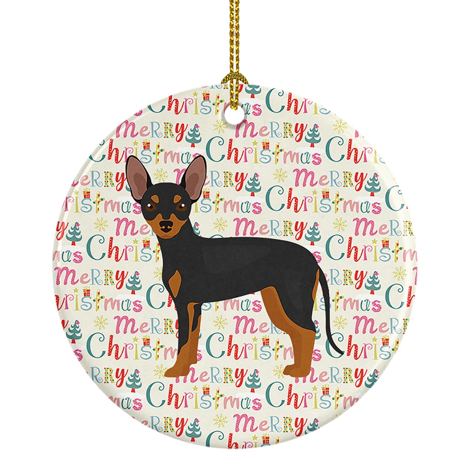 Prague Ratter Merry Christmas Ceramic Ornament