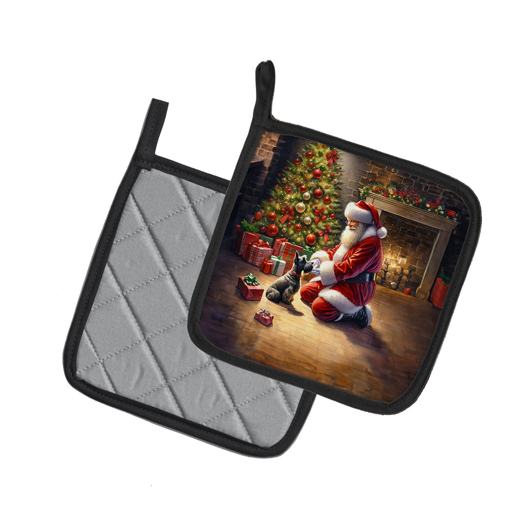 Scottish Terrier and Santa Claus Pair of Pot Holders