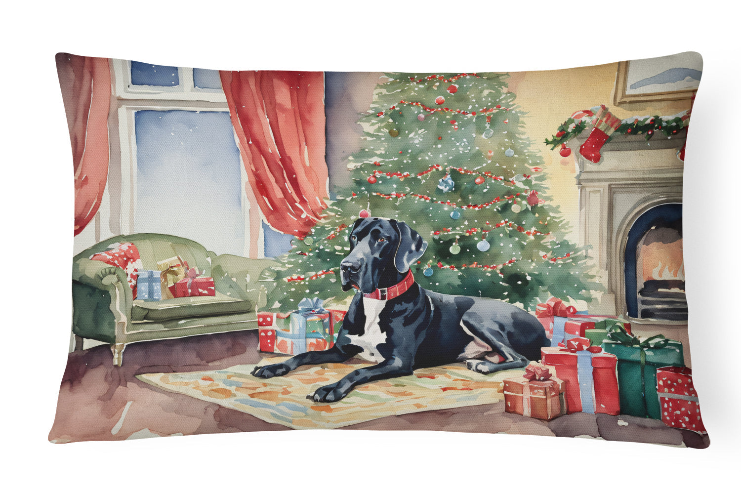 Great Dane Cozy Christmas Throw Pillow
