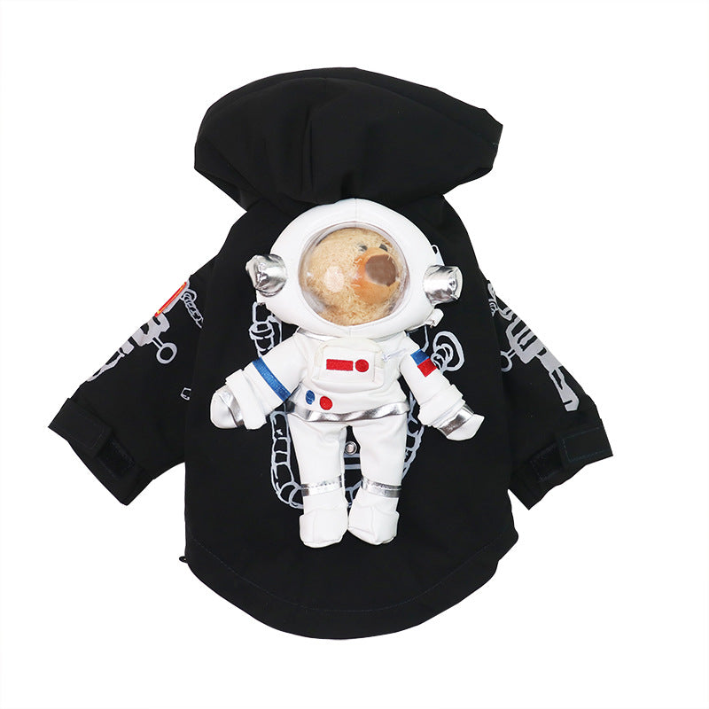 Astronaut Teddy Dog Hoodie, Padded Hooded Jacket with 3D Space Bear Design, Warm Novelty Pet Clothes for Small Medium Dogs