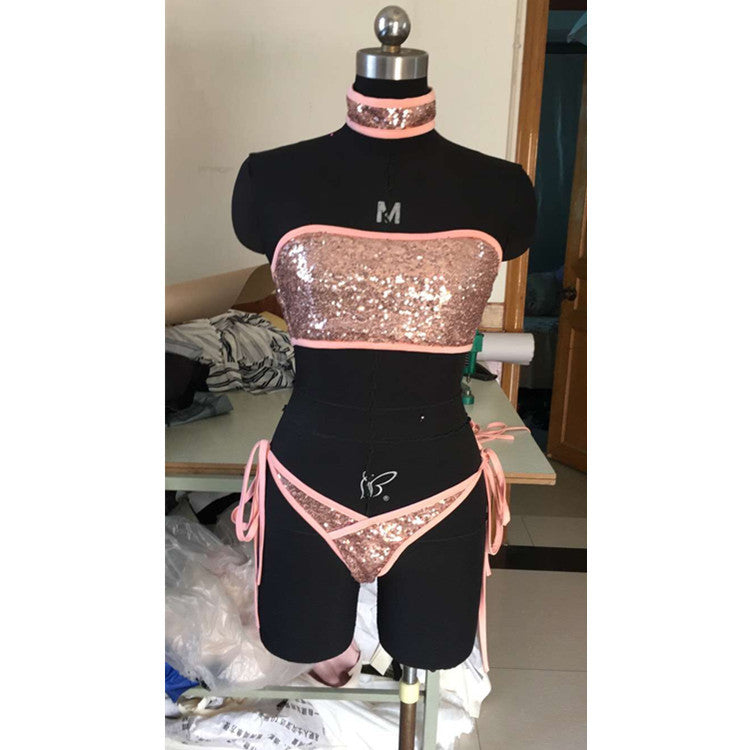 Two-Color Sequin Bikini Set - In Stock