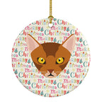 Abyssinian Cat Christmas Ceramic Ornament