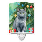 Chartreux Cat By the Christmas Tree Ceramic Night Light