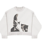 Loose Knit White Sweater with Character Pattern for Women