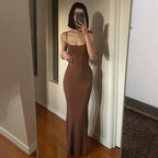 Slim Peach Fishtail Sleeveless Dress for Women