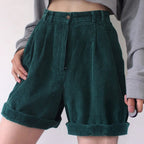 Girls High Waist Fleece Casual Pants in Green