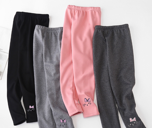 Girls' Fleece-Lined Leggings for Kids (One Pair)