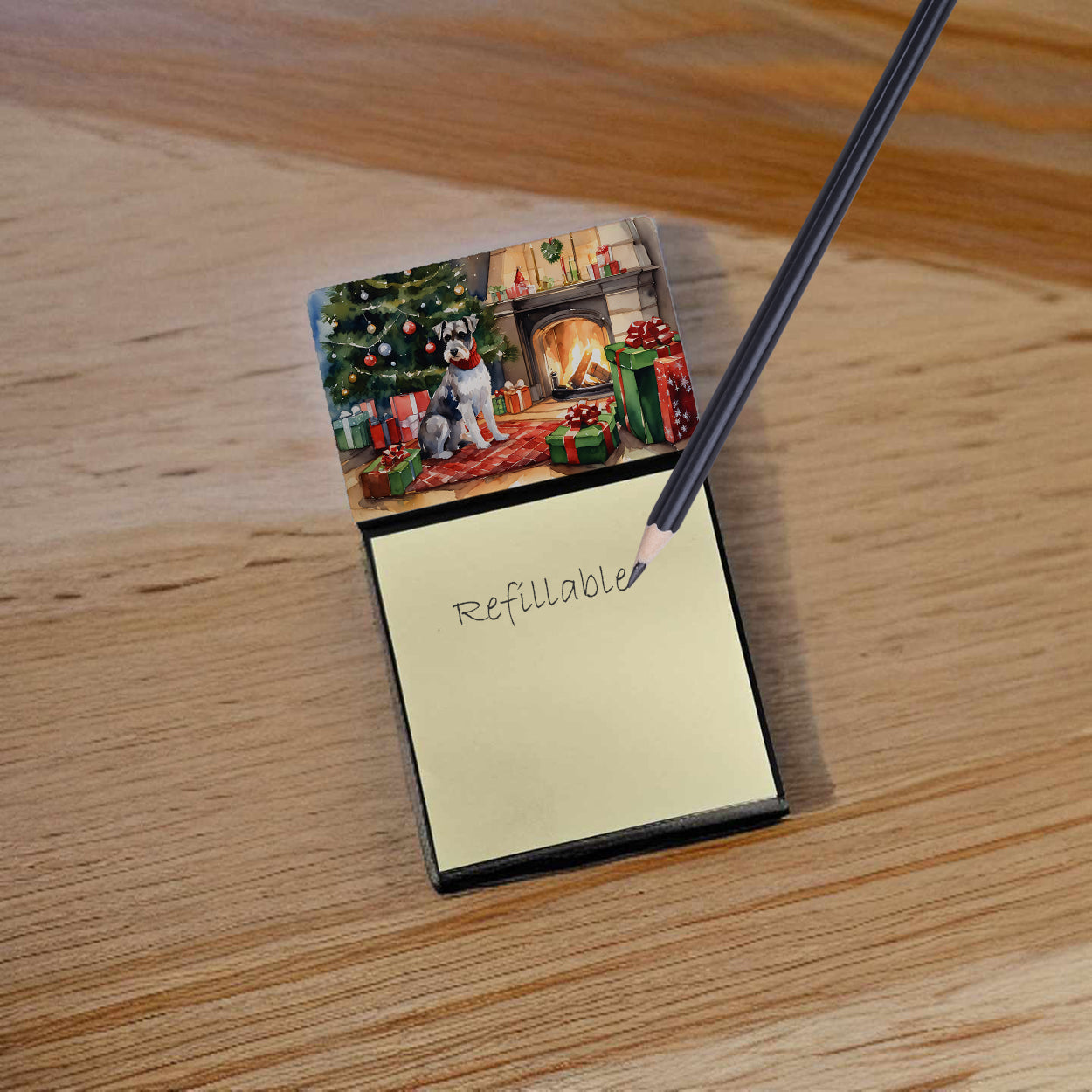 Schnauzer Cozy Christmas Sticky Note Holder