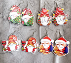 New Cartoon Wooden Christmas Earrings with Santa and Tree