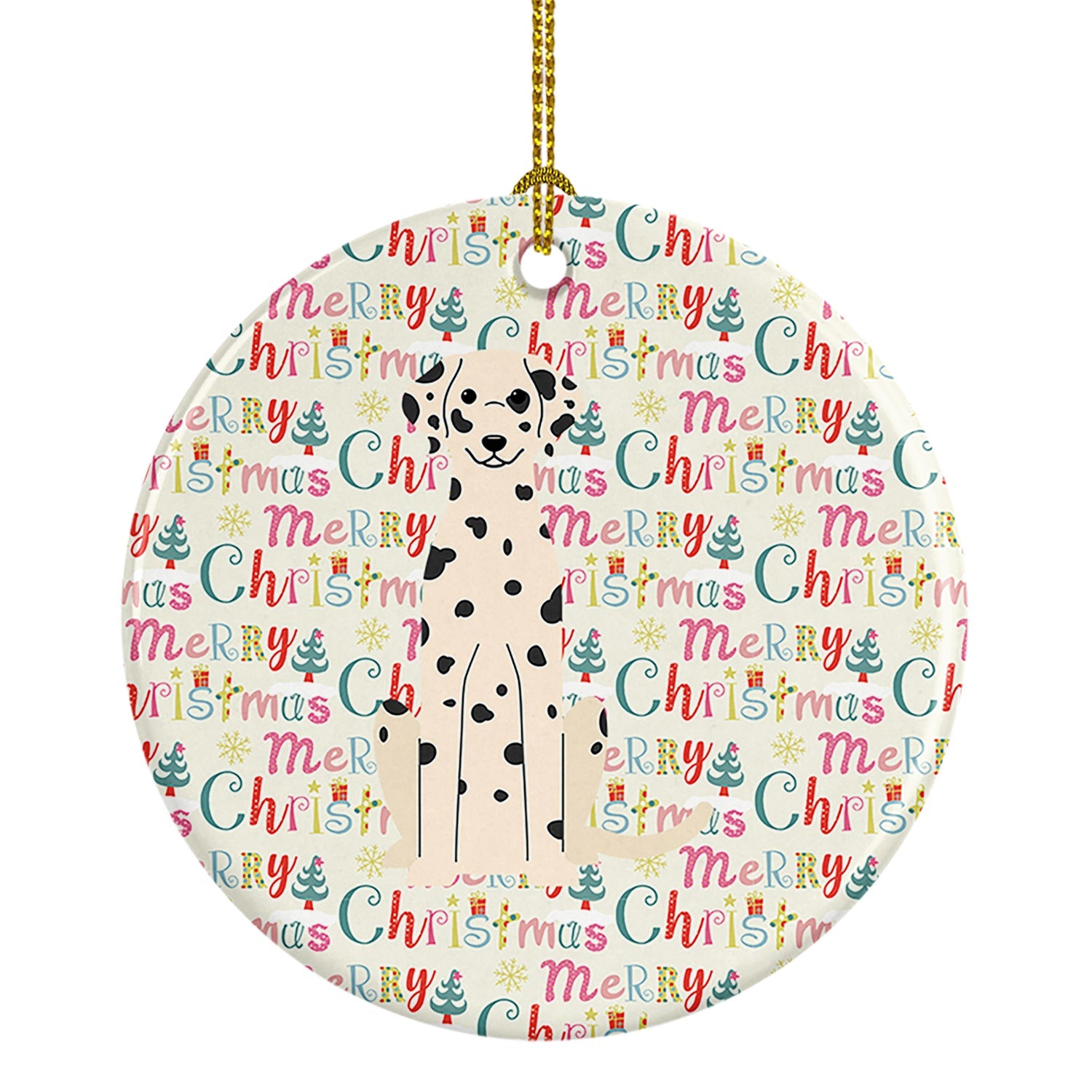 Merry Christmas Dalmatian Ceramic Ornament