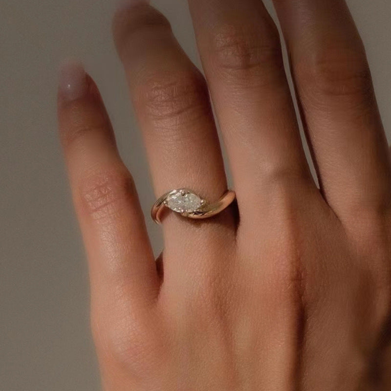 Marquise Zircon Ring in Titanium Steel