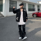 Hip-Hop Loose Embroidered Denim Jacket for Men