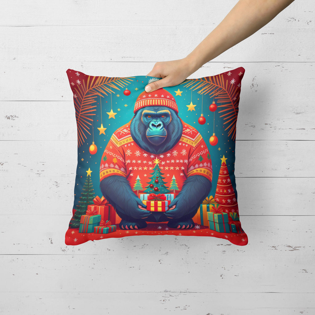 Gorilla Christmas Throw Pillow