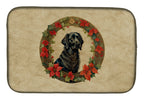 Flat-Coated Retriever Christmas Flowers Dish Drying Mat