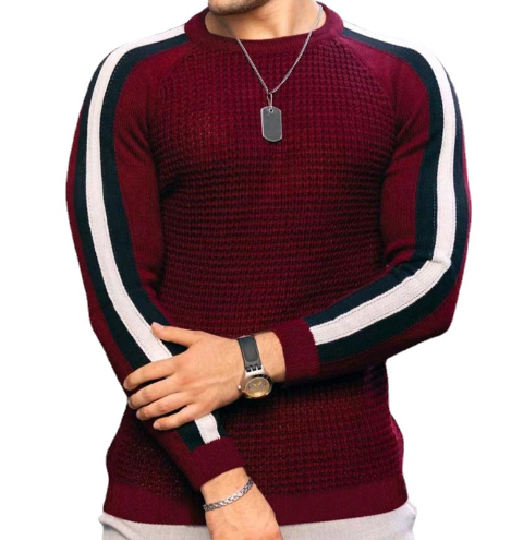 Men's Slim Fit Contrast Sports Casual Sweater