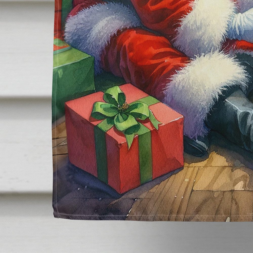 Bluetick Hound and Santa Claus House Flag