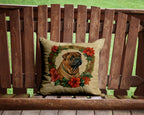 Shar Pei Christmas Flowers Throw Pillow