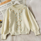 Vintage Floral Embroidered Women's Cardigan Sweater