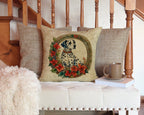 Dalmatian Christmas Flowers Throw Pillow