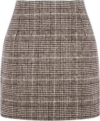 High Waist Plaid Wool Pencil Mini Skirt for Women