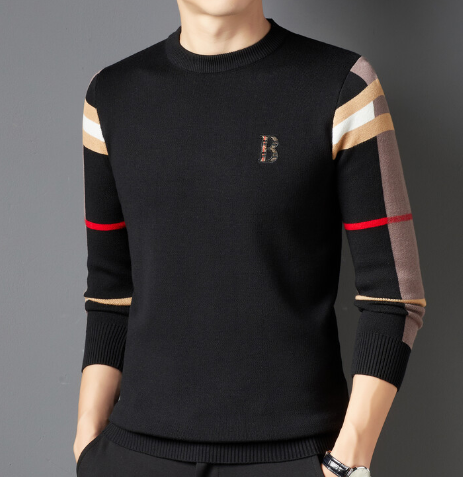 Men's Thin Color-Blocked Knit Base Layer Sweater