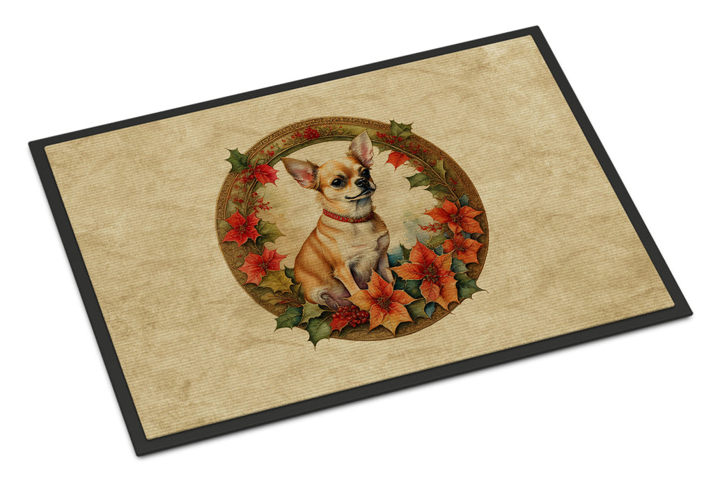 Chihuahua Christmas Flowers Doormat
