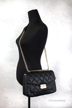 Kate Spade Carey Medium Black Quilted Flap Shoulder Bag