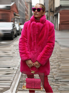 Long Fashionable Plush Fur Warm Loose Jacket Winter