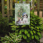 Cavalier Spaniel Tricolor Puppy Christmas Presents and Tree Garden Flag