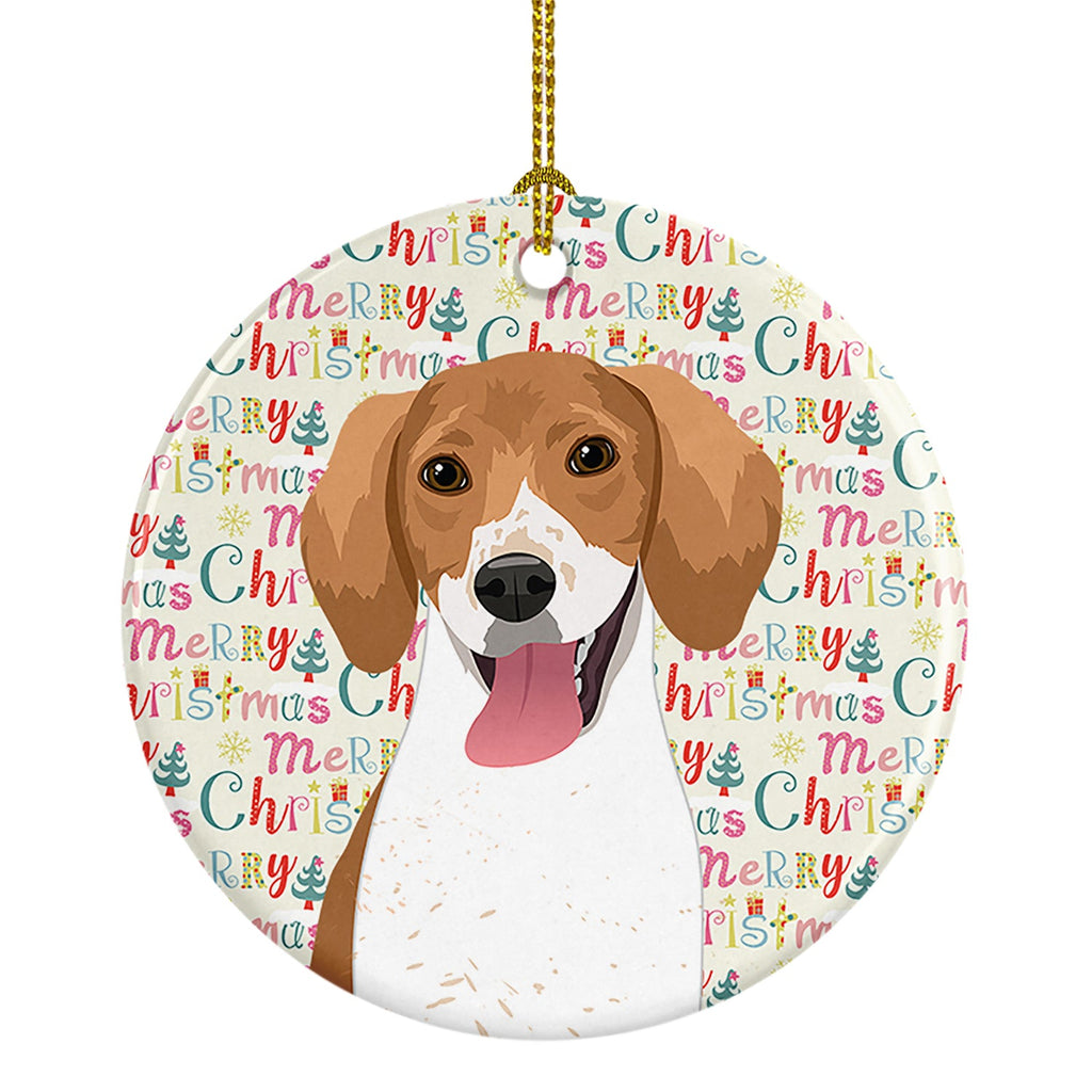 Beagle Red and White Red Ticked #2 Christmas Ceramic Ornament
