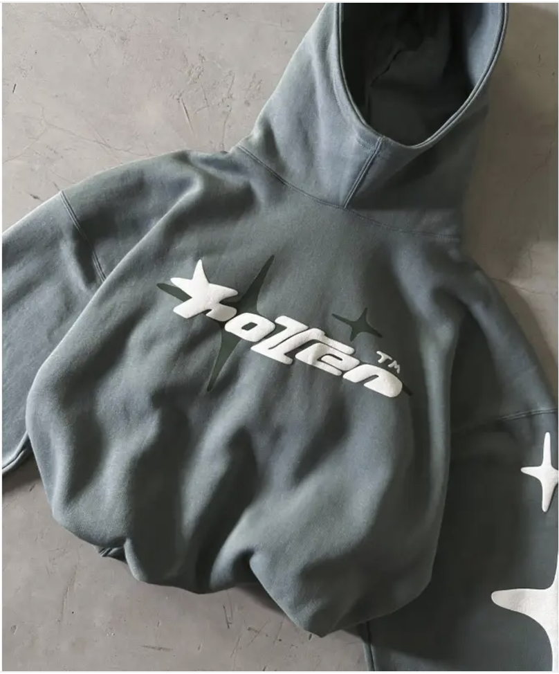 Loose-Fit Y2K Star Letter Printed Turtleneck Hoodie | Streetwear