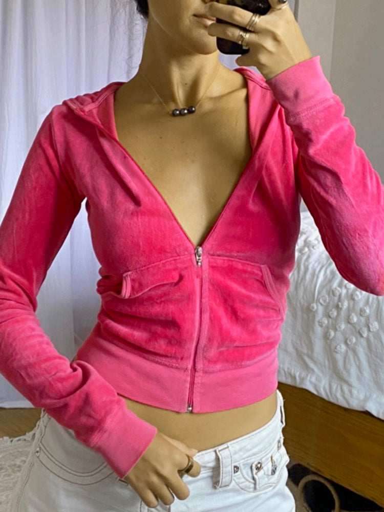Casual Velvet Winter Jacket for Women with Hood