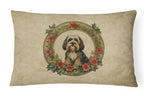Tibetan Terrier Christmas Flowers Throw Pillow