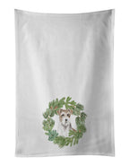 Jack Russell Terrier Chestnut and White Wirehaired Christmas Wreath Kitchen Towel Set of 2