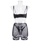 Black Sheer Lace Lingerie Set with Back Tie LS1527