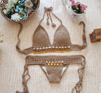 Vintage Handmade Crochet Bikini Beachwear Set for Women
