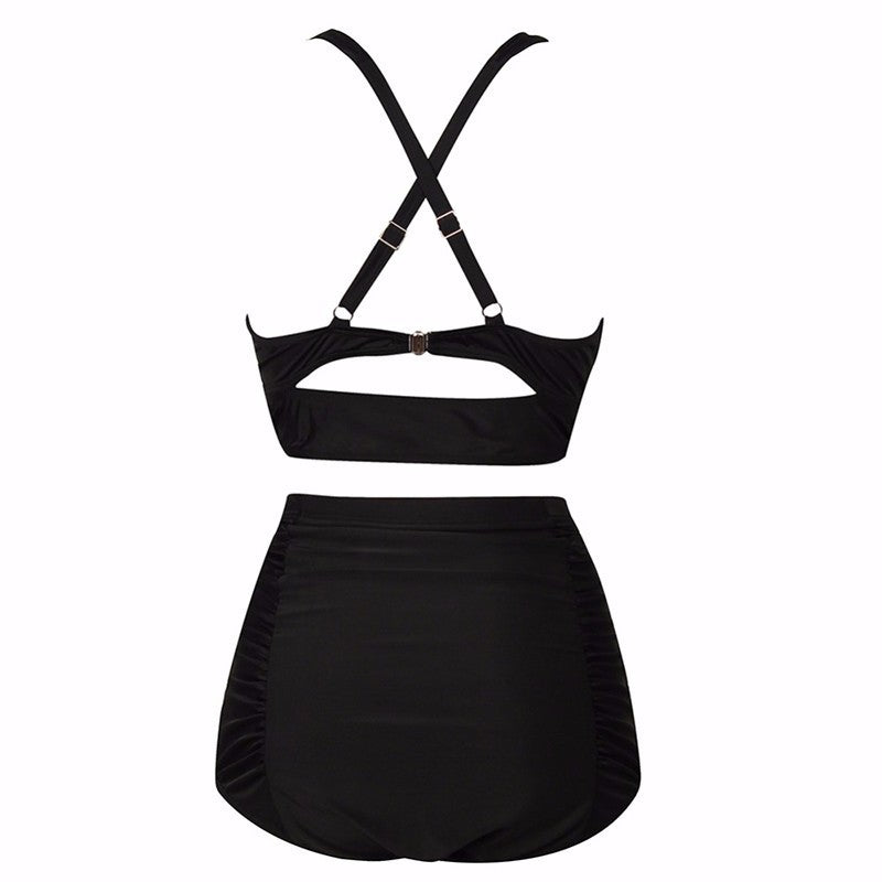 Plus Size High Waist Retro Women's Swimsuit Bikini