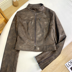 Slim Fit Short Leather Jacket