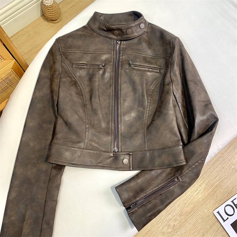 Slim Fit Short Leather Jacket