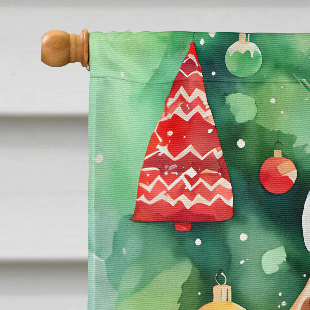 Redbone Coonhound Christmas House Flag