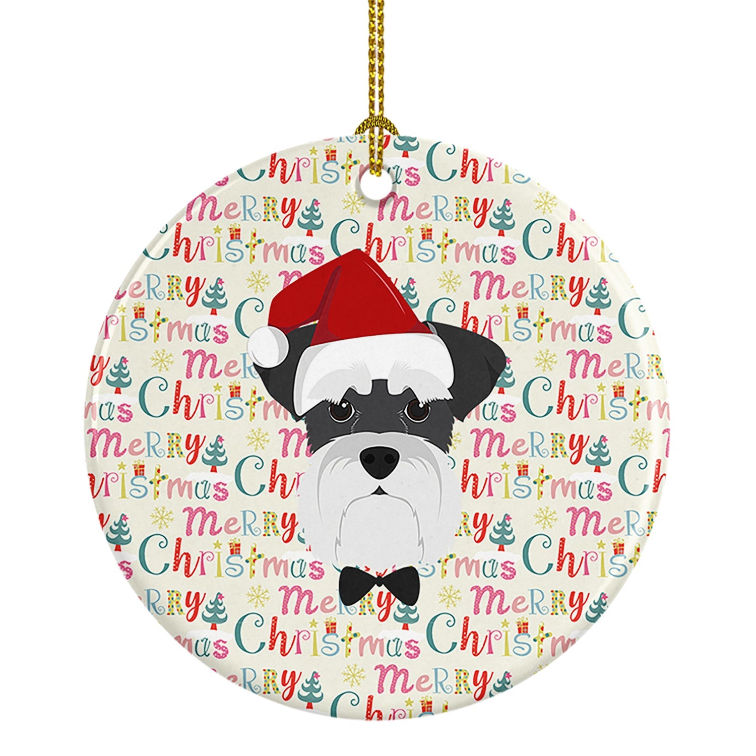 Schnauzer Merry Christmas Ceramic Ornament