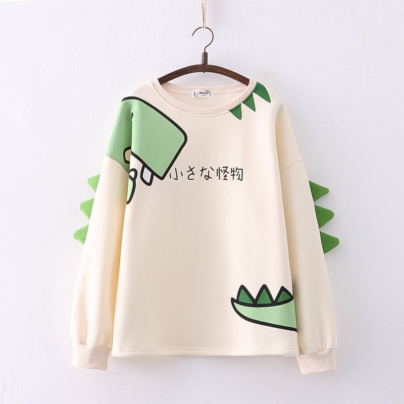 Thick Fleece-lined Crew Neck Pullover Sweatshirt | Streetwear