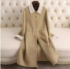 Women's Loose Fit Medium Length Cashmere Lapel Coat