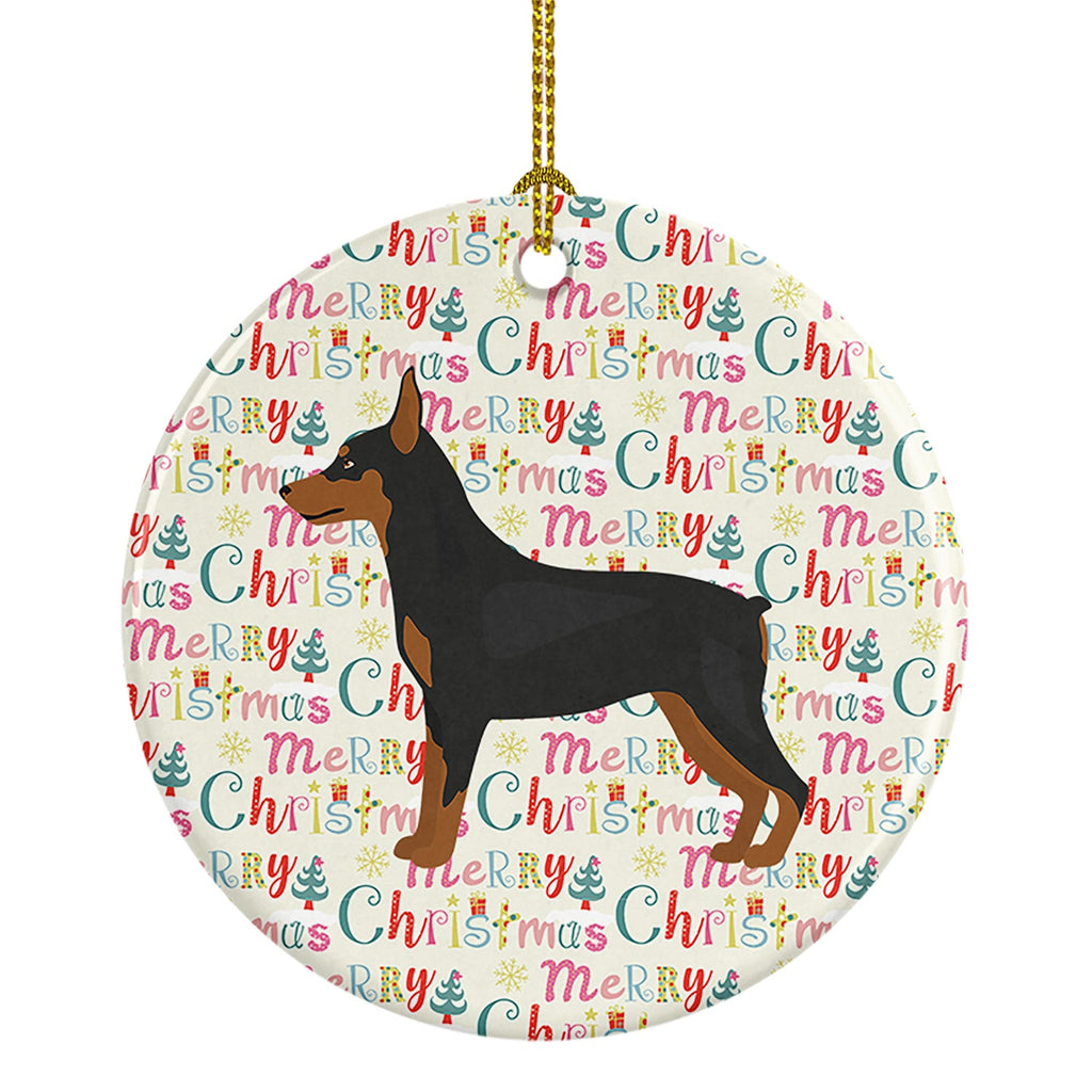 Miniature Pinscher Merry Christmas Ceramic Ornament
