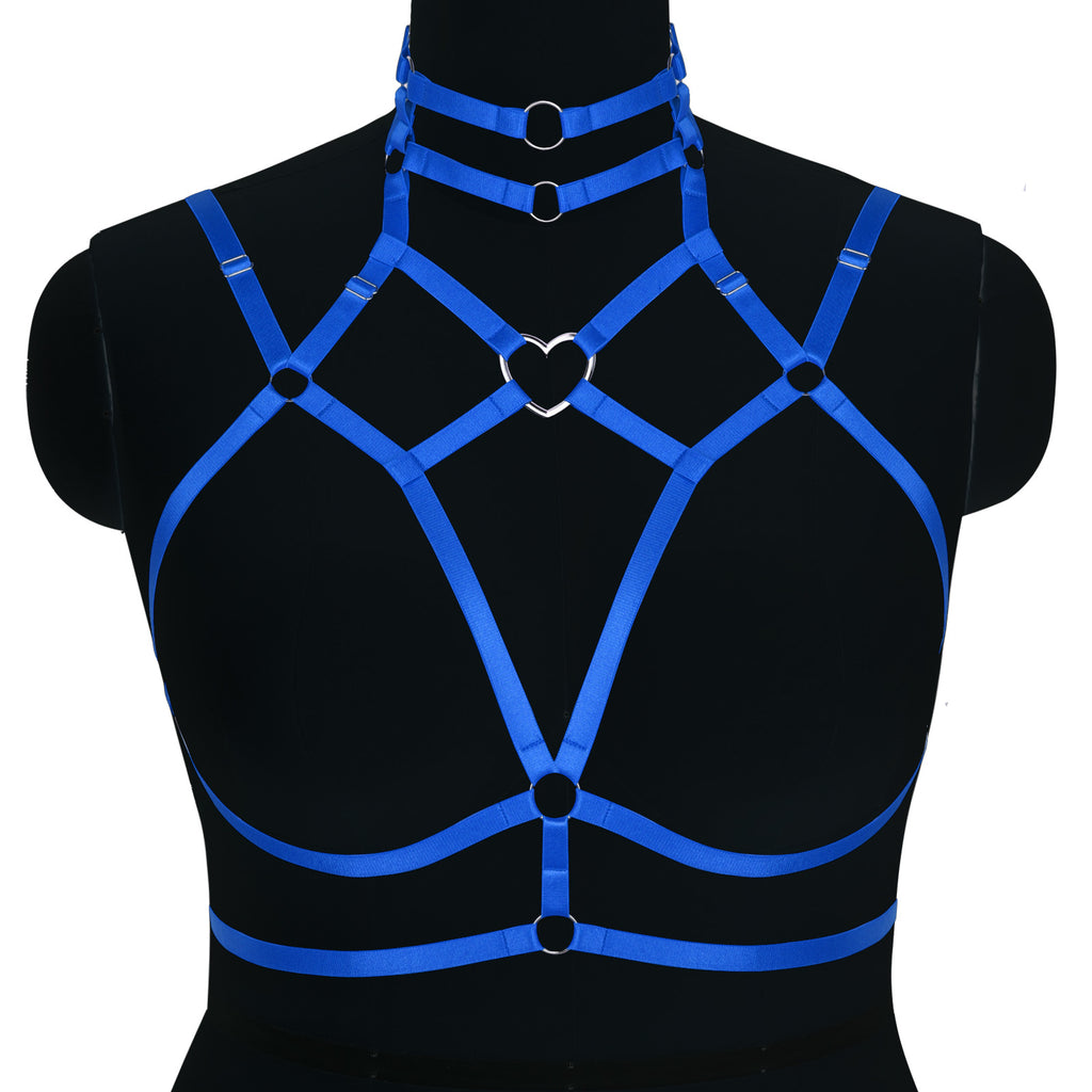 Strappy Heart-Ring Cage Harness Bralette