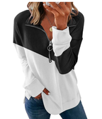 Contrast Color Zip Pullover Sweatshirt - Loose Fit Top | Streetwear