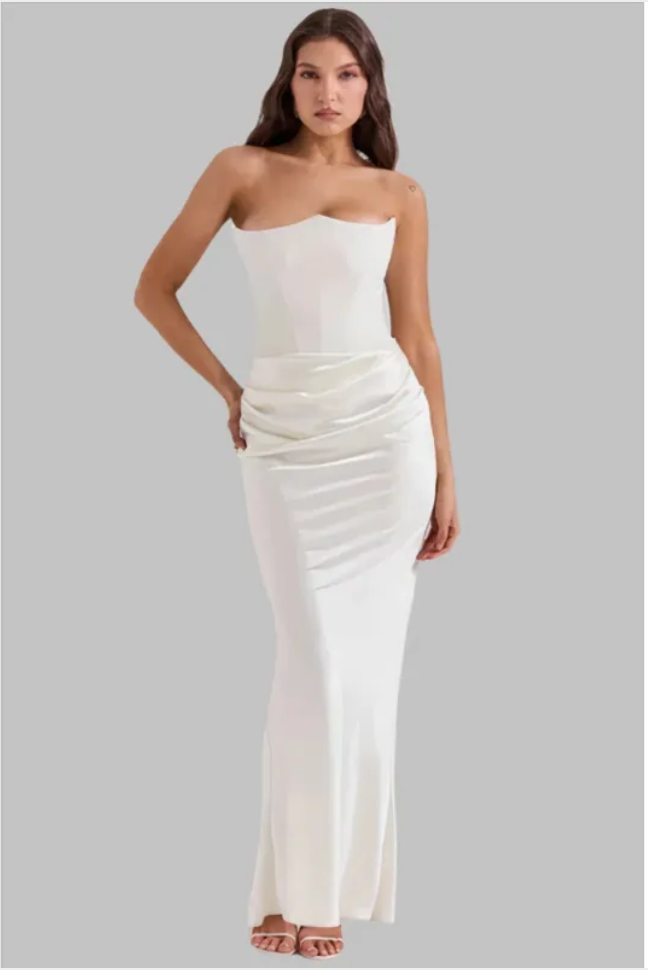Off-Shoulder Slim Silk Corset Top