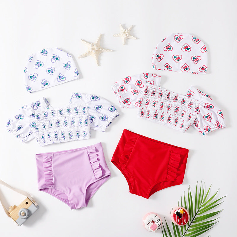 Cute Cartoon 3-Piece Girls' High-Quality Swimsuit Set
