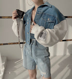 Korean Chic Patchwork Denim Jacket for Spring/Fall