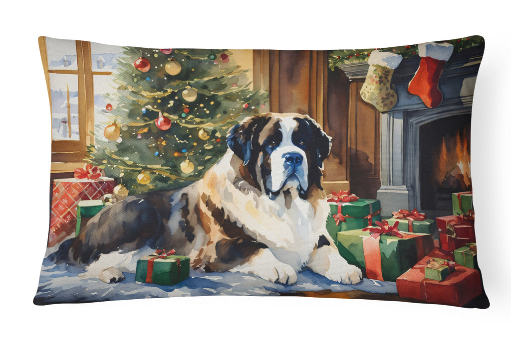 Saint Bernard Cozy Christmas Throw Pillow